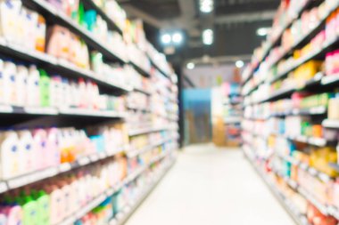 Alış veriş merkezinin arka plandaki süpermarketinin soyut bulanıklığı ve defocus süpermarketi