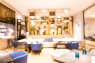 Özet olarak, arka plan için otel lobisi, bar ve restoran iç mekanı soyut bulanıklığı.