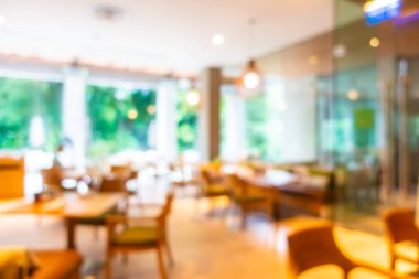 Özet olarak, arka plan için otel lobisi, bar ve restoran iç mekanı soyut bulanıklığı.