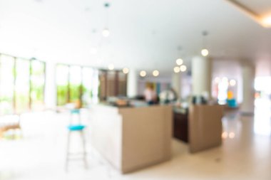 Özet olarak, arka plan için otel lobisi, bar ve restoran iç mekanı soyut bulanıklığı.