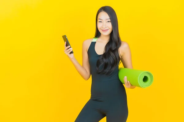Porträt Schöne Junge Asiatische Frau Tragen Fitness Studio Outfit Bereit — Stockfoto