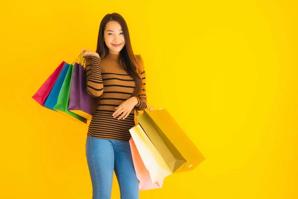 Portret Mooie Jonge Aziatische Vrouw Gelukkig Glimlach Met Veel Kleur — Stockfoto