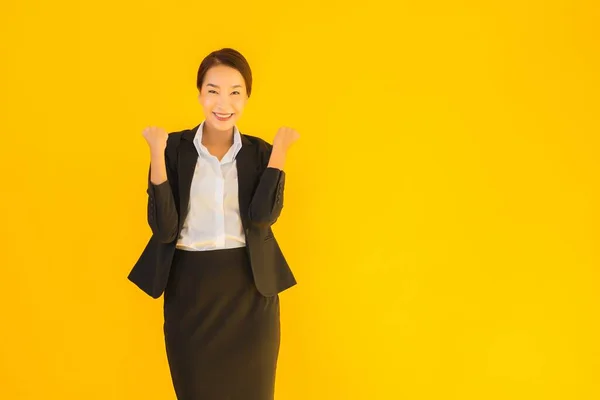 Hermosa Retrato Joven Negocio Asiático Mujer Feliz Sonrisa Muchos Acción —  Fotos de Stock