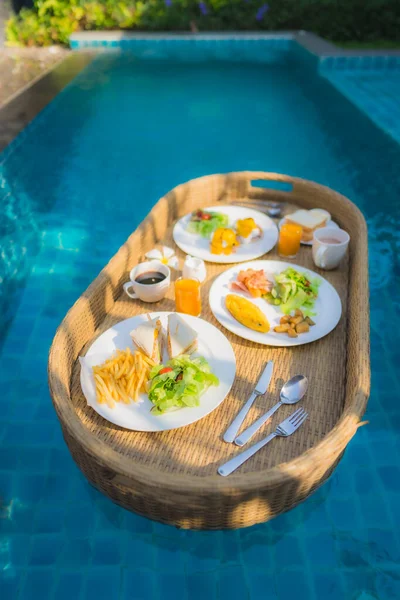 Floating Breakfast Outdoor Swimming Pool Hotel Resort — 스톡 사진