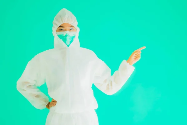 Portrait Beautiful Young Asian Doctor Woman Wear Ppe Personal Protective — Stock Photo, Image