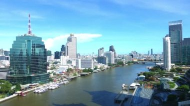 Bangkok şehri güneşli bir günde ufuk çizgisi, Tayland