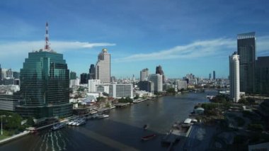 Bangkok şehri güneşli bir günde ufuk çizgisi, Tayland