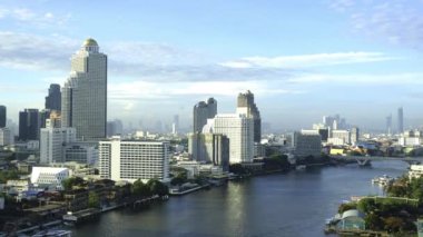 Bangkok şehri güneşli bir günde ufuk çizgisi, Tayland