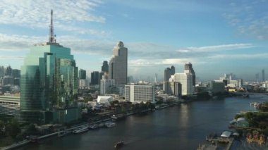 Bangkok şehri güneşli bir günde ufuk çizgisi, Tayland