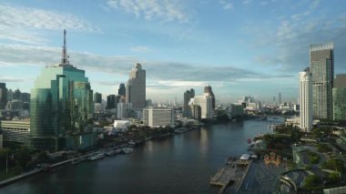 Bangkok şehri güneşli bir günde ufuk çizgisi, Tayland
