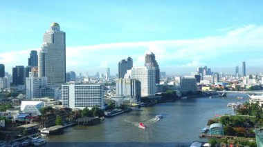 Bangkok şehri güneşli bir günde ufuk çizgisi, Tayland