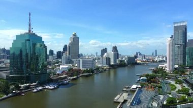 Bangkok şehri güneşli bir günde ufuk çizgisi, Tayland