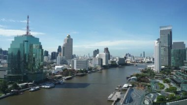 Bangkok şehri güneşli bir günde ufuk çizgisi, Tayland