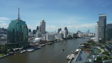 Bangkok şehri güneşli bir günde ufuk çizgisi, Tayland