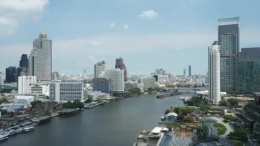 Bangkok şehri güneşli bir günde ufuk çizgisi, Tayland