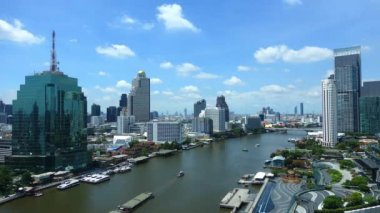 Bangkok şehri güneşli bir günde ufuk çizgisi, Tayland