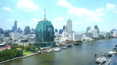 Bangkok şehri güneşli bir günde ufuk çizgisi, Tayland