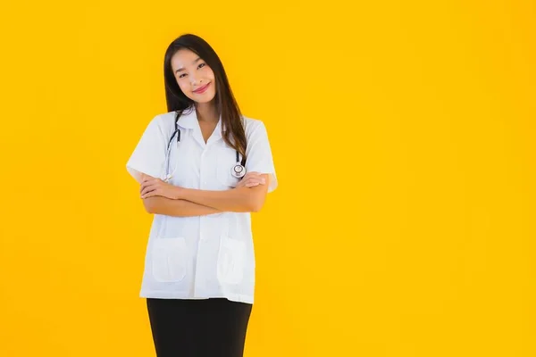 Porträt Schöne Junge Asiatische Ärztin Lächeln Glückliche Arbeit Krankenhaus Und — Stockfoto