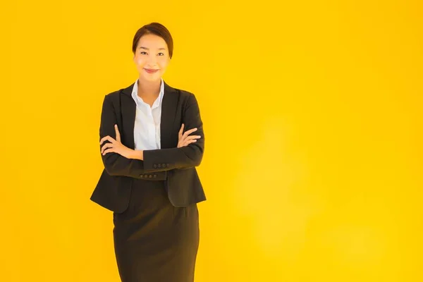 Mooi Portret Jong Bedrijf Aziatische Vrouw Gelukkig Glimlach Veel Actie — Stockfoto