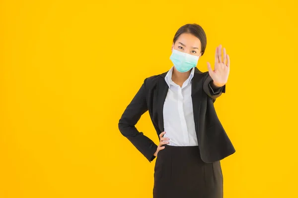 Retrato Hermosa Joven Negocio Asiático Mujer Usar Máscara Para Proteger — Foto de Stock