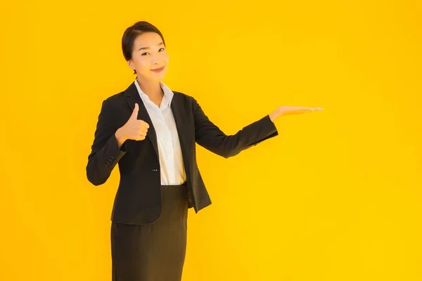 Mooi Portret Jong Bedrijf Aziatische Vrouw Gelukkig Glimlach Veel Actie — Stockfoto