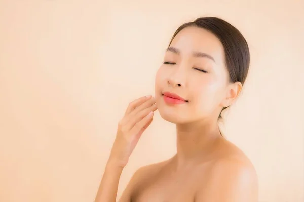 Portrait beautiful young asian face woman with beauty spa wellness and cosmetic makeup concept