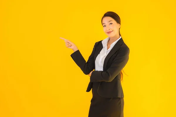 Mooi Portret Jong Bedrijf Aziatische Vrouw Gelukkig Glimlach Veel Actie — Stockfoto