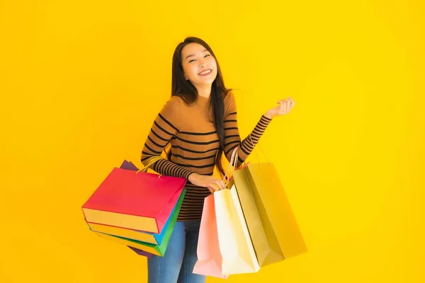 Portret Mooie Jonge Aziatische Vrouw Gelukkig Glimlach Met Veel Kleur — Stockfoto