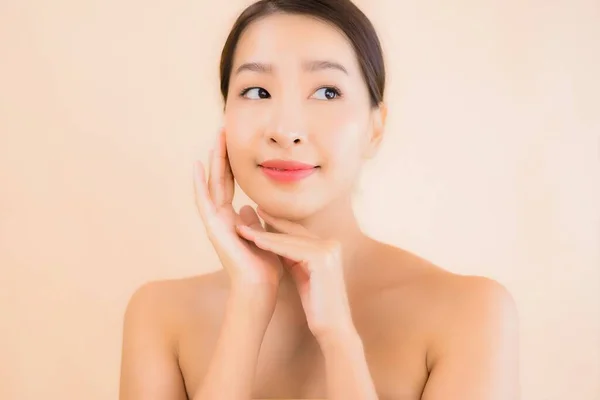 Porträt Schöne Junge Asiatische Gesicht Frau Mit Beauty Wellness Und — Stockfoto