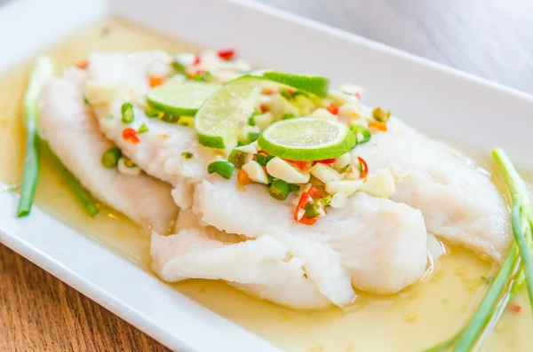 Steamed basa fish — Stock Photo, Image