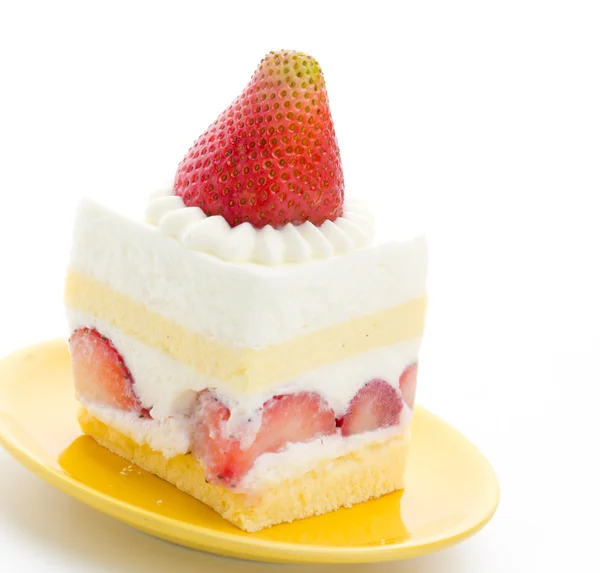 Strawberry cheesecake geïsoleerd op witte achtergrond — Stockfoto