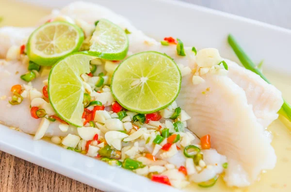 Steamed basa fish — Stock Photo, Image