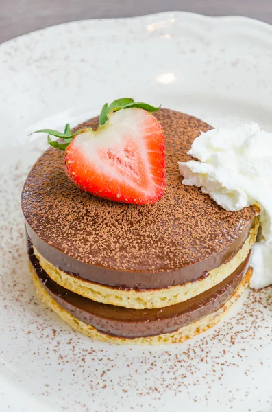 Chocolate pudding pancake — Stock Photo, Image