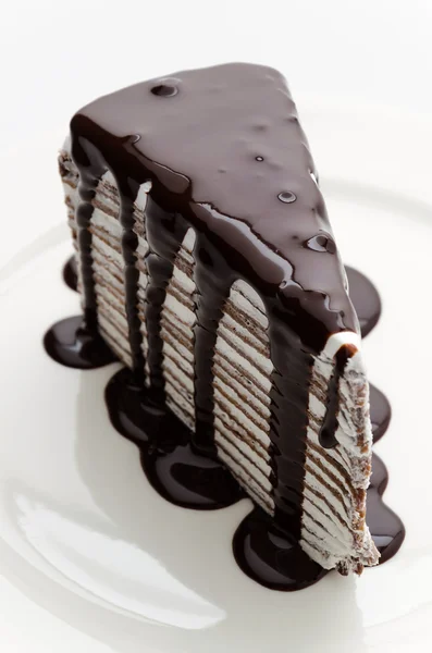 Gâteau au chocolat et crêpe — Photo