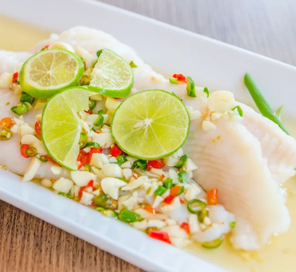 Steamed basa fish — Stock Photo, Image