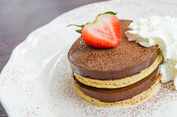 Chocolate pudding pancake — Stock Photo, Image