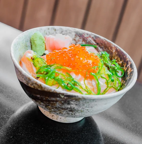 Salmon salad japanese food — Stock Photo, Image