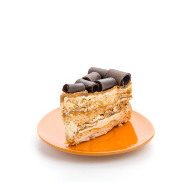 Beyaz arka plan üzerinde izole kahve kek