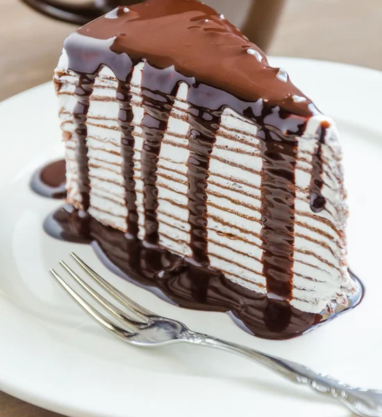 Chocolate crepe cake — Stock Photo, Image
