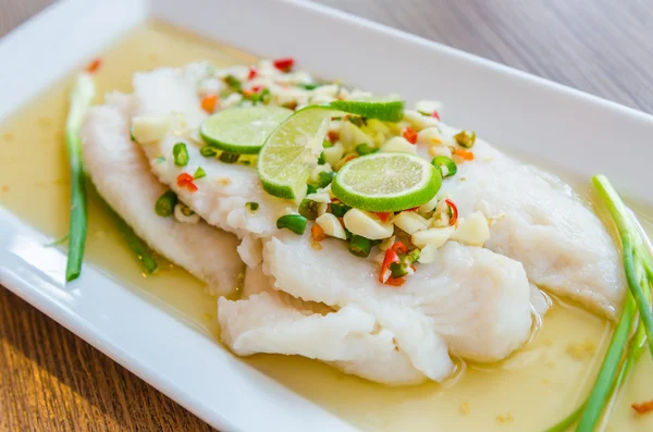 Steamed basa fish — Stock Photo, Image