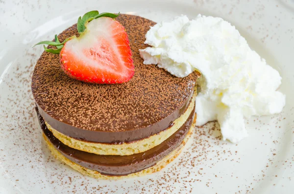 Schokoladenpudding-Pfannkuchen — Stockfoto