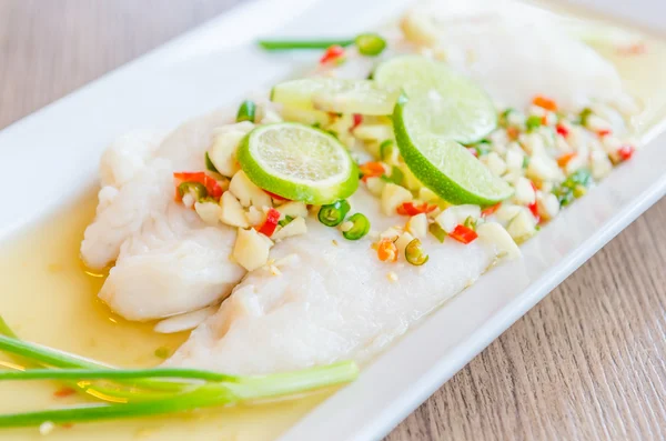 Steamed basa fish — Stock Photo, Image