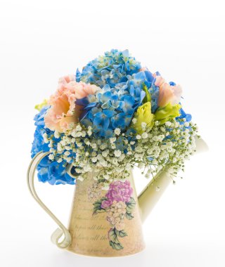 buket çiçek ortanca beyaz izole