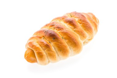 Sucuk ekmek üzerine beyaz izole