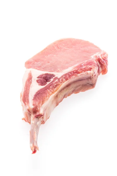 Carne di maiale cruda isolata su bianco — Foto Stock