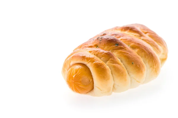 Sausage bread isolated on white — Stock Photo, Image