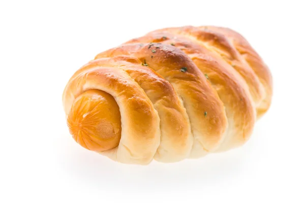 Pane salsiccia isolato su bianco — Foto Stock