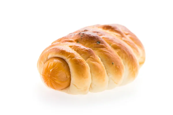 Pane salsiccia isolato su bianco — Foto Stock