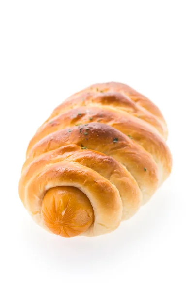 Pane salsiccia isolato su bianco — Foto Stock