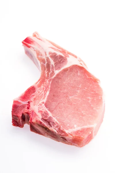 Carne de cerdo cruda aislada en blanco — Foto de Stock